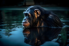 Monkey Walking In Water