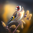 Wild Goldfinch perched on a branch, generative ai technology