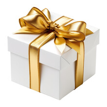Gift Box With Ribbon Isolated On White, Transparent Background, PNG, Generative Ai