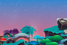 Night Forest Background, Glitch Game Illustration. Free Public Domain CC0 Image.