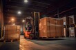 © NikahGeh - photo of Large cardboard boxes are lifted by forklift Generated AI