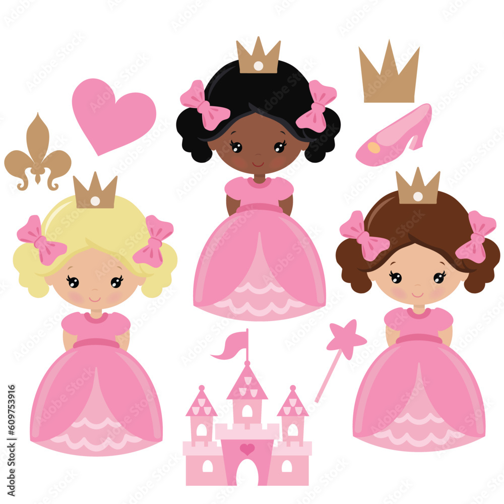 Cute princess vector cartoon illustration Stock Vector | Adobe Stock