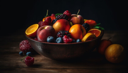 Poster - Fresh organic fruit bowl, a healthy summer snack for dieting generated by AI