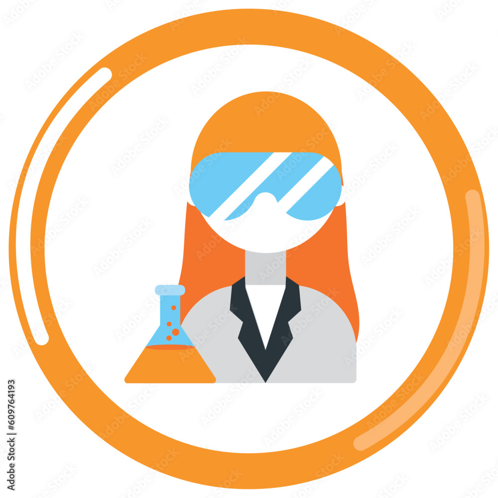 vector icon of a scientist holding a chemical substance in a laboratory ...