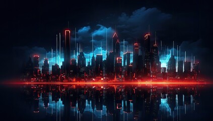 Wall Mural - Futuristic digital city concept. Smart City technology. 