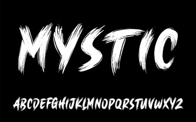 Fototapete - Ector the brush and elegant font MYSTIC, geometric shape font vector typeface alphabet typeset.