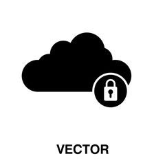 Poster - Secure Cloud Technology. Cloud and padlock. Protected cloud computing service concept. Vector illustration on white backkground..eps