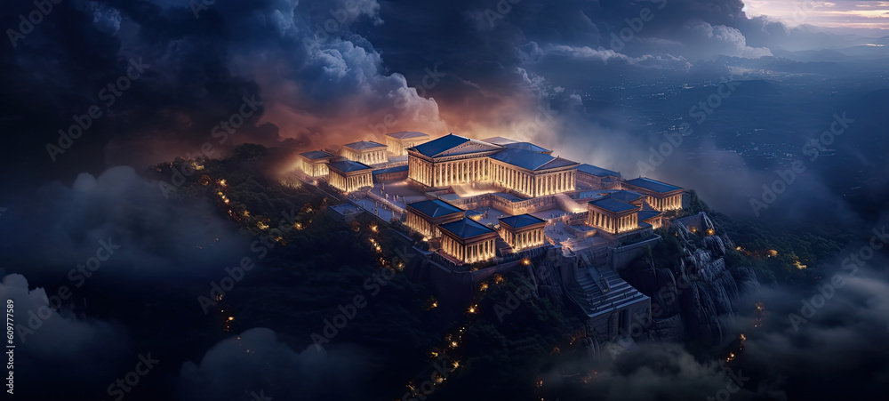 Illustration about Olympus, abode of the gods - AI generated image ...