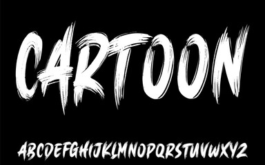 Fototapete - Ector the brush and elegant font CARTOON, geometric shape font vector typeface alphabet typeset.