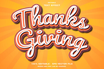 Wall Mural - Happy Thanksgiving Cartoon Editable Text Effect