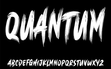 Fototapete - Ector the brush and elegant font QUANTUM, geometric shape font vector typeface alphabet typeset.