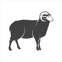 Poster - Sheep simple icon. Sheep with horned sign. Lamb silhouette icon. Trendy sheep design illustration. Vector illustration