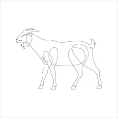 Wall Mural - Goat one line continuous drawing. Goat linear icon. Farm animal line art icon illustration. Minimalist linear vector illustration. Vector illustration