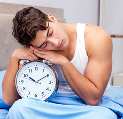 Wall Mural - Man having trouble waking up in morning