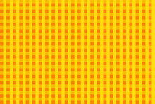 Chequered Geometric Pattern. Checked Pattern Yellow And Orange Gingham Wallpaper. Simple And Modern Shape Design. Abstract Art. Decorative Print. Square Texture Background For Plaid,paper,textile,etc.