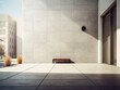 minimalist architecture in urban setting with concrete and simple forms, generative ai