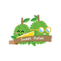 Wall Mural - Logo of durian, Durian cartoon vector, Durian fruits concept.