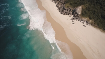 Wall Mural - Skyward Gaze: A Drone's Perspective of a Stunning Beach