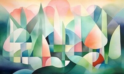 Canvas Print - Big Sur in an abstract style with pastel colors