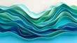 Paper cut topography relief imitation blue and green. Generative AI
