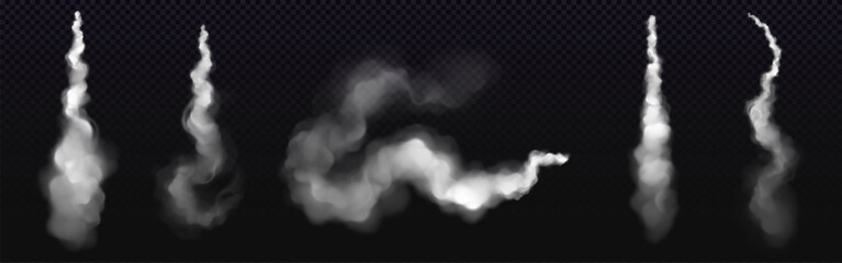 Wall Mural - realistic set of aircraft condensation trails isolated on transparent background. vector illustratio