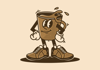 Wall Mural - Mascot character of a coffee cup in an upright standing position