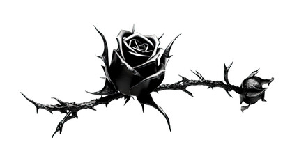 Wall Mural - enigmatic black rose with thorns isolated on a transparent background for design layouts