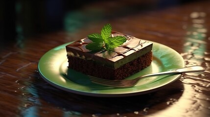 Wall Mural - chocolate cake on a plate