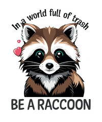 In a world full of trash, be a raccoon, Raccoon, Raccoon quote, Raccoon inspirational quotes, Raccoon motivational quotes, funny Raccoon shirt vector design