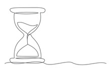 Hourglass Background One Line Drawing On White Background