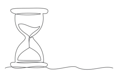 Hourglass background One line drawing on white background