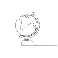 Wall Mural - one line drawing continuous design of globe isolated on white background.