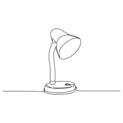 Wall Mural - one line drawing continuous design of desk lamp isolated on white background.