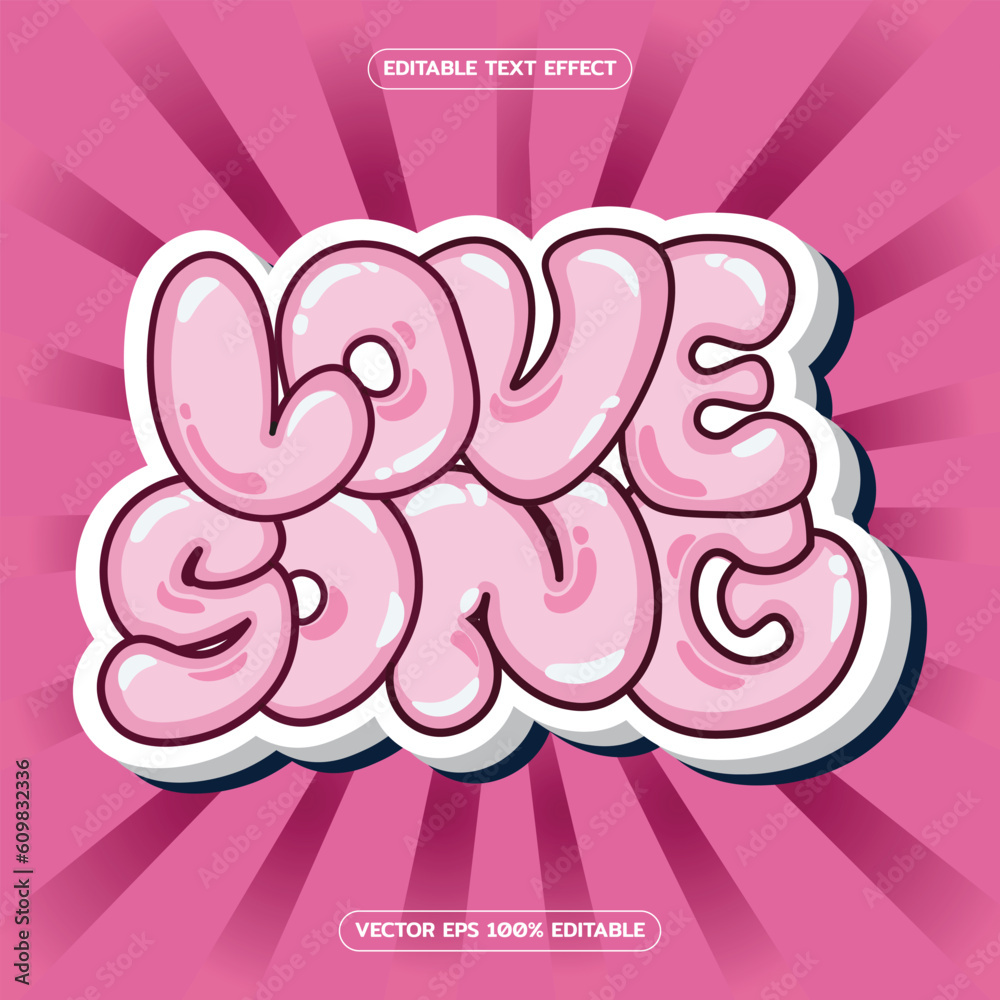 love song text effect template with use of branding typography and business  logo, badges, sticker, shirt, hoodie, retro, pink dominant graffiti style  Stock Vector | Adobe Stock, image size:1000x1000