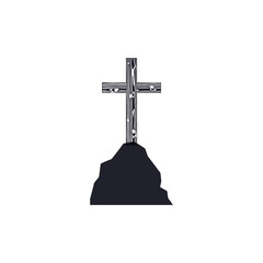 Poster - Christian cross on hill icon isolated on transparent background