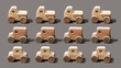 © Westend61 - Wooden toy cars on gray background