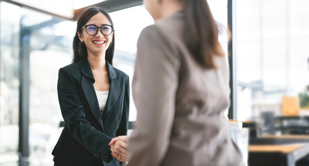 Businesswoman handshake and business people. Successful business concept.