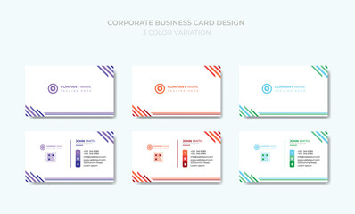 Vector Modern Creative and Clean Business Card Template with 3 color theme variation