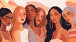 © Salsabila Ariadina - Vector illustration of a diverse group of beautiful women with natural beauty and glowing smooth skin, Generative AI