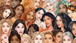 © Salsabila Ariadina - Vector illustration of a diverse group of beautiful women with natural beauty and glowing smooth skin, Generative AI