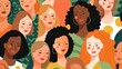 © Salsabila Ariadina - Vector illustration of a diverse group of beautiful women with natural beauty and glowing smooth skin, Generative AI