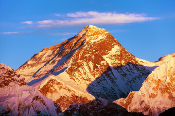 Wall Mural - Evening sunset panoramic view of mount Everest