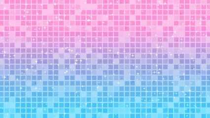 Wall Mural - Pink and blue gradation grid blinking with sparkling stars, 4K motion loop background.