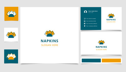 Napkins logo design with editable slogan. Branding book and business card template.