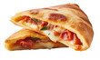 Cutaway pizza Calzone. Closed pizza. Isolated on a transparent background. KI.