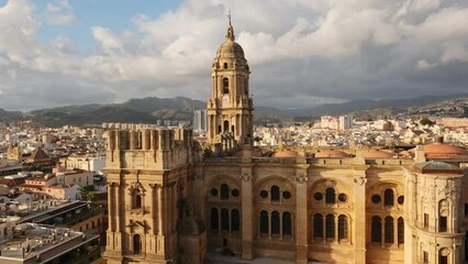 Wall Mural - Malaga cityscape with beautiful Cathedral at sunset, Spain