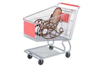 Poster - Rocking chair inside shopping cart, 3D rendering