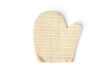 Accessory for exfoliating the skin, natural massage glove on a white background.