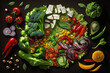 Gemüseteller mit verschiedenen Gemüse und Salat für eine gesunde Ernährung, Generative AI