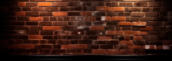 Wall Mural - Vintage brick wall illuminated for background. Generative AI